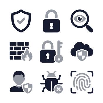 Minimalist Flat Design Security and Protection Icon Set for Web and App vector