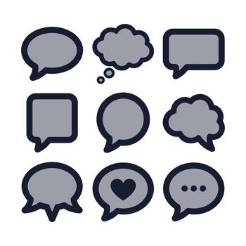 Simple Line Art Speech Bubble Shape Set Communication Element vector