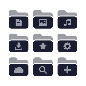 Modern Simple Icon Set of Different Files and Folders for User Interface vector