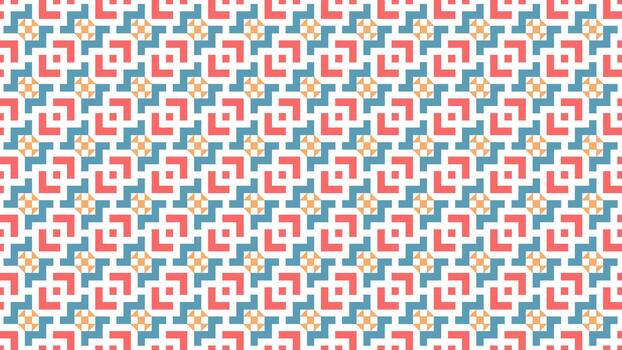 moderno resumen sin costura modelo presentando repitiendo geométrico formas en coral, azul y naranja tonos en blanco antecedentes vector