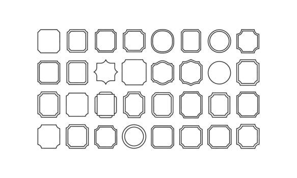 Collection of various geometric frame shapes arranged in a grid pattern vector