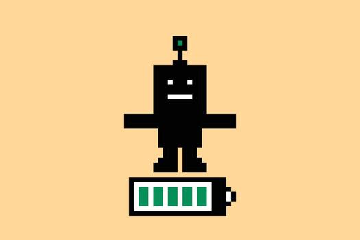 Cute character robot robotic engineer machine industy ai cyber future 8bit. vector
