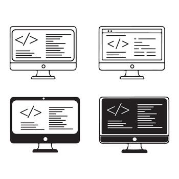 Computer Coding Interface Illustrations for Software Development vector