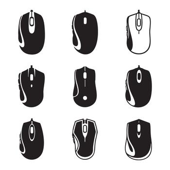 surtido de computadora ratón diseños silueta ilustraciones gráficos vector