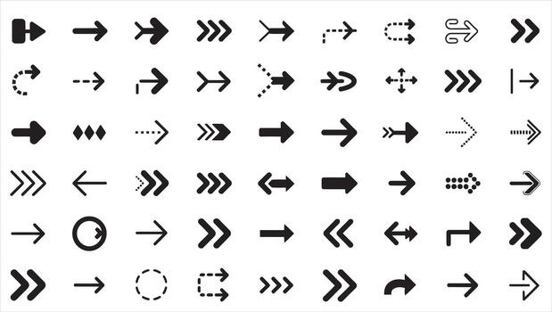 Ui navigation arrow icons collection for digital interfaces and applications vector