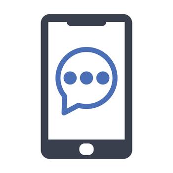 teléfono inteligente icono mostrando un charla burbuja con Tres puntos representando un texto mensaje o en marcha conversacion vector