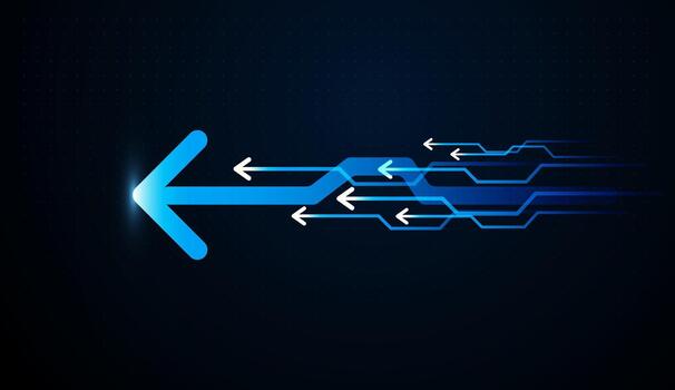 A Moving Back Arrows on dark background, and Backward arows Technology background big data visualization concept vector