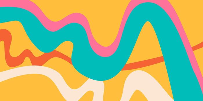 Stripe rainbow groovy bold abstract background with vibrant curves vector