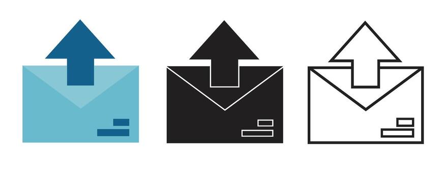 File Upload Icon with Arrow and Envelope for Cloud Storage and Data Transfer Concept vector