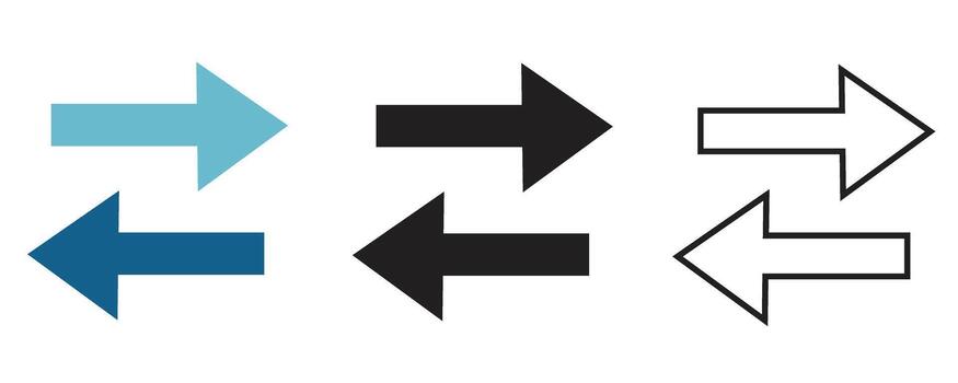 Arrow Direction Icon Set Left and Right in Flat, Solid and Outline Style for Business Navigation and Workflow Concept vector