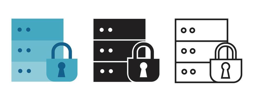 Database Security Icon with Padlock Symbol for Data Protection and Cybersecurity Concept vector