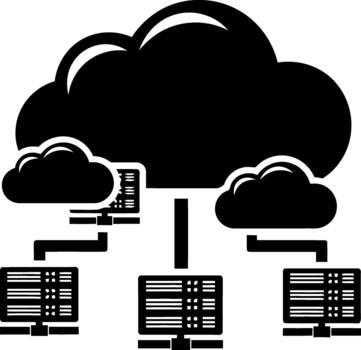 Cloud Computing Network with Servers and Data Centers vector