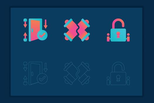 futurista saas sistema estado error y seguridad íconos conjunto vector