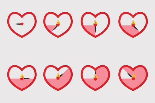 Minimal heart indicator icon set with arrow elements, suitable for user interface design, love indicators, and digital applications. vector