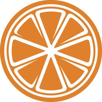Orange Slice with Segments Outline fruit citrus vector