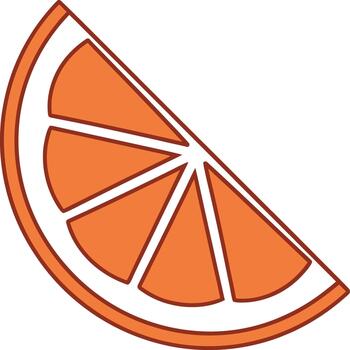 Slice orange fruit with segments rind vector