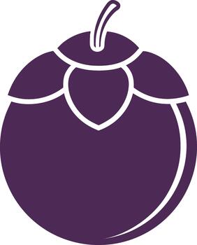 Purple persimmon fruit icon with stem vector