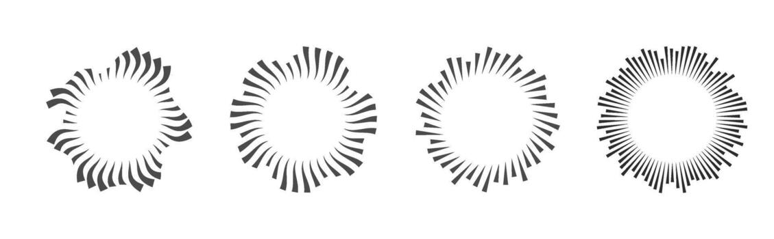 Dotted circular audio waves. Radial music spectrum and frequency frame for sound visualization, broadcast, beat symbols and digital audio graphics. illustration vector