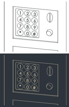 Panel with buttons and a kopeck slot in a vending machine close-up vector