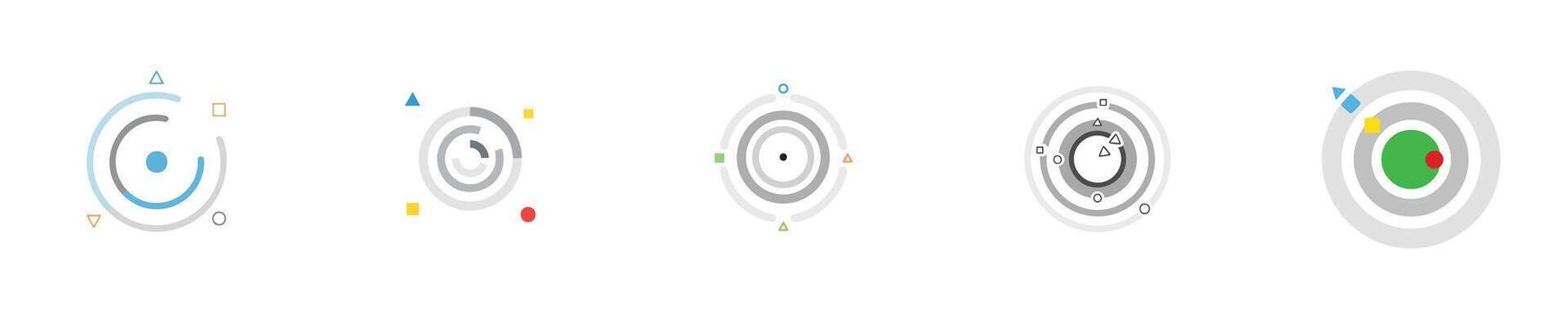 Abstract Geometric Data Visualization Flat Icon Set vector