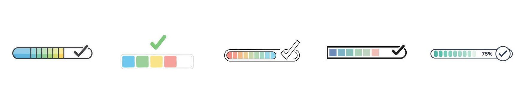 Loading Status Bar and Progress Indicator Flat Icon Set vector