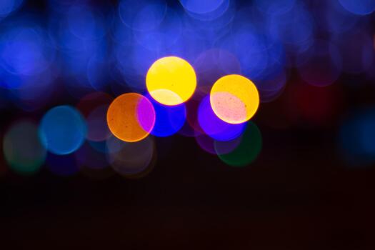 colorful light circles on a dark base, creating a magical, festive scene with a soft and enchanting effect. photo