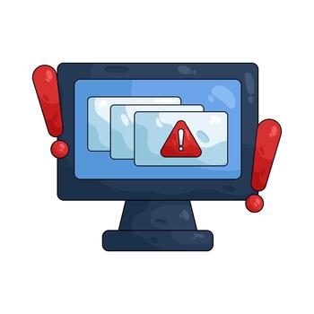 Illustration of Computer with Error Messages vector