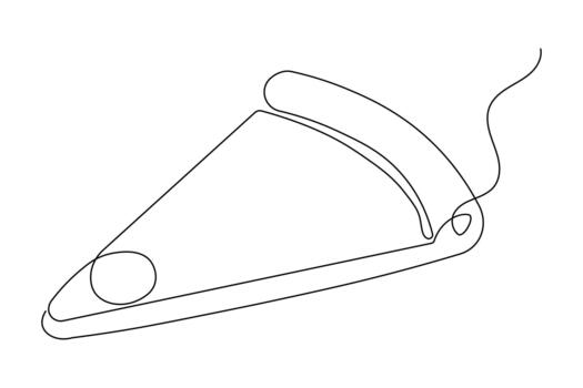 Pizza slice continuous one line drawing minimalist style isolate outline vector