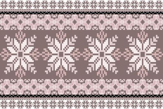 un línea floral píxel Arte modelo con un hecho a mano mirar. repitiendo geométrico motivos en píxel estilo, Perfecto para étnico textil huellas dactilares vector