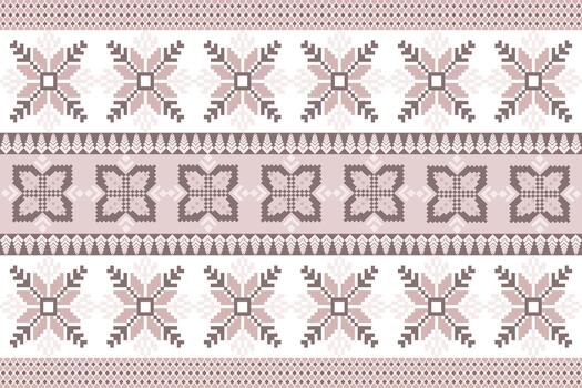 A Star Floral pixel art pattern with a handcrafted look. Repeating geometric motifs in pixel style, perfect for ethnic textile prints vector