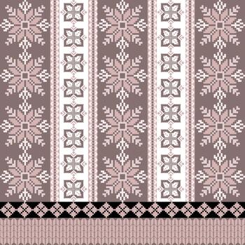 Floral pixel art pattern with a handcrafted look. Repeating geometric motifs in pixel style, perfect for ethnic textile prints vector