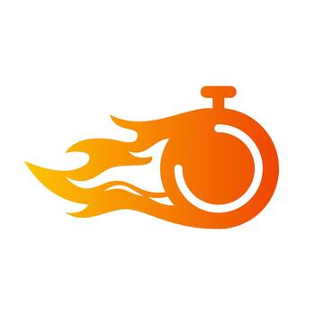 llameante cronógrafo icono simbolizando velocidad, urgencia, cuenta regresiva y rápido Procesando. vector