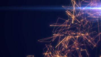 Abstract golden polygonal network of glowing lines and nodes forming a futuristic digital connection structure video