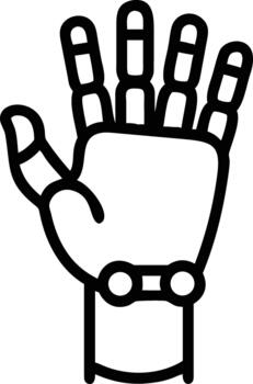 robótico mano icono con detallado segmentos simbolizando artificial inteligencia y tecnología vector