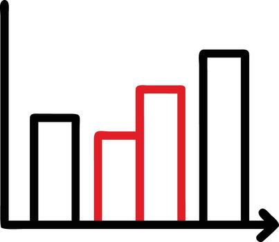 sencillo bar grafico con rojo y negro barras ilustrando datos visualización y análisis vector