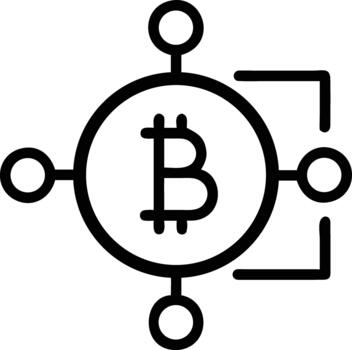 bitcoin criptomoneda descentralizado red icono para digital Finanzas y blockchain tecnología vector