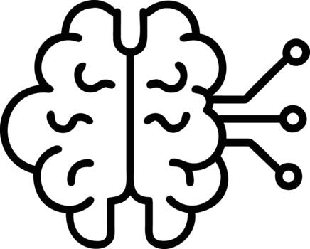Artificial intelligence brain with circuit connections symbolizing advanced machine learning vector