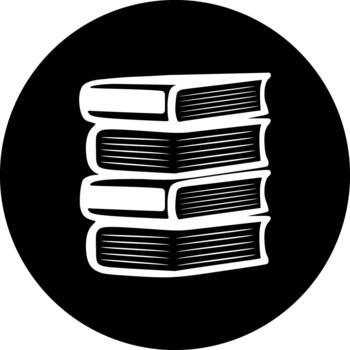 apilado libros circulo icono - minimalista educación símbolo para bibliotecas, aprendiendo, y académico ui diseño vector