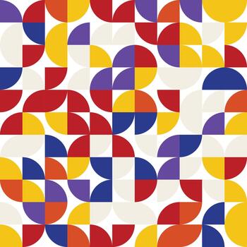 vibrante geométrico modelo con vistoso semicírculos y cuadrícula vector