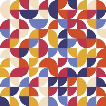 resumen vibrante geométrico modelo con vistoso círculos y cuadrícula vector