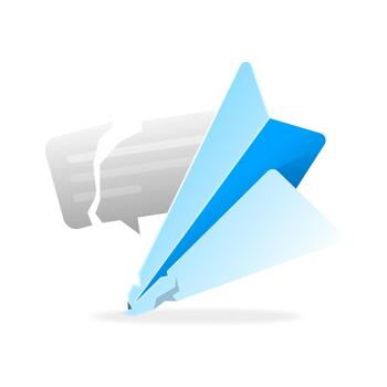 illustration of falling paper plane with cracked chat bubble. failed message delivery, undelivered communication, send error, broken connection. messaging failure, communication disruption, offline vector