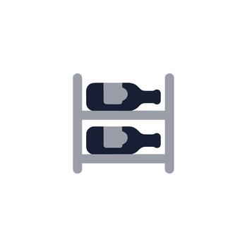 Flat Simple Wine Bottles on Rack Illustration and Shelf Object vector