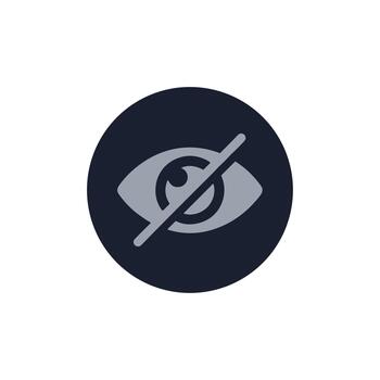 sencillo línea estilo ojo con barra oblicua en circulo forma icono vector