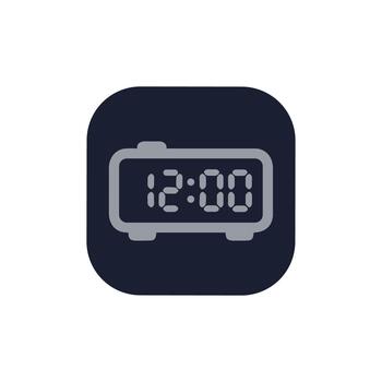 Simple Flat Design Digital Alarm Clock Showing Midnight Time Icon vector
