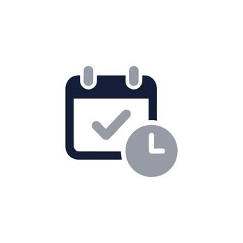 Flat Style Complete Schedule Icon with Clock Minimalist Simple Design vector