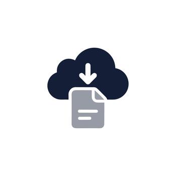 Minimalist Flat Style Cloud with Arrow and Document File Icon vector