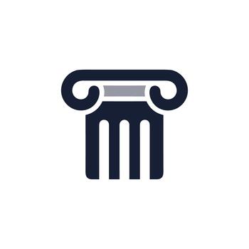 Simple Flat Design Ionic Column Classical Ancient Pillar Architecture Icon vector