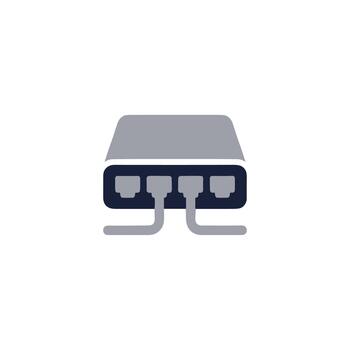 Flat Design Ethernet Switch with Cables Connection Network Icon vector