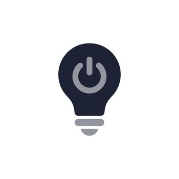 Flat Design Lightbulb Power Button Concept, Energy Efficiency and Creative Idea Symbol vector