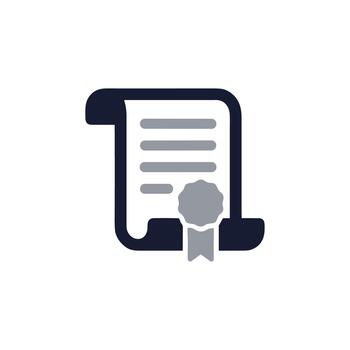 Modern Flat Design Scroll Certificate with Ribbon Seal Icon Illustration vector